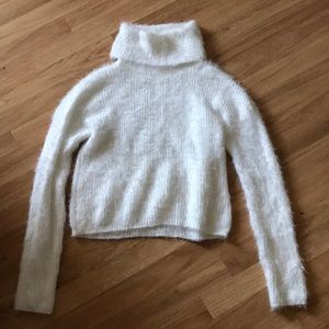 white fluffy turtleneck sweater (charlotte russe)